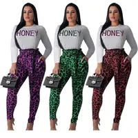 

08AF475 brand new 2020 autumn fashion casual woman leopard print two piece pants set