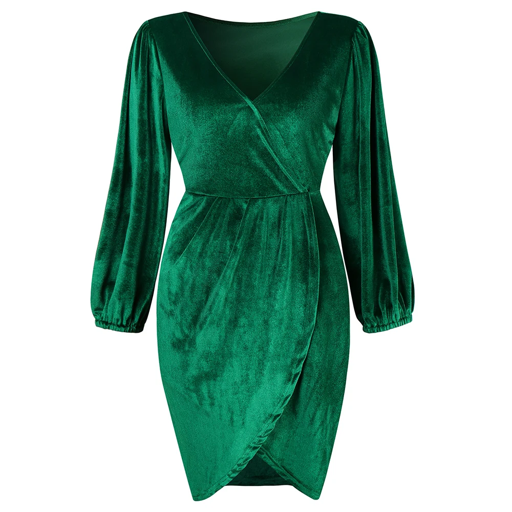 

2020 Women Clothing V-Neck Sexy Plus Size Dress Skirts boho satin long sleeve elegant dress