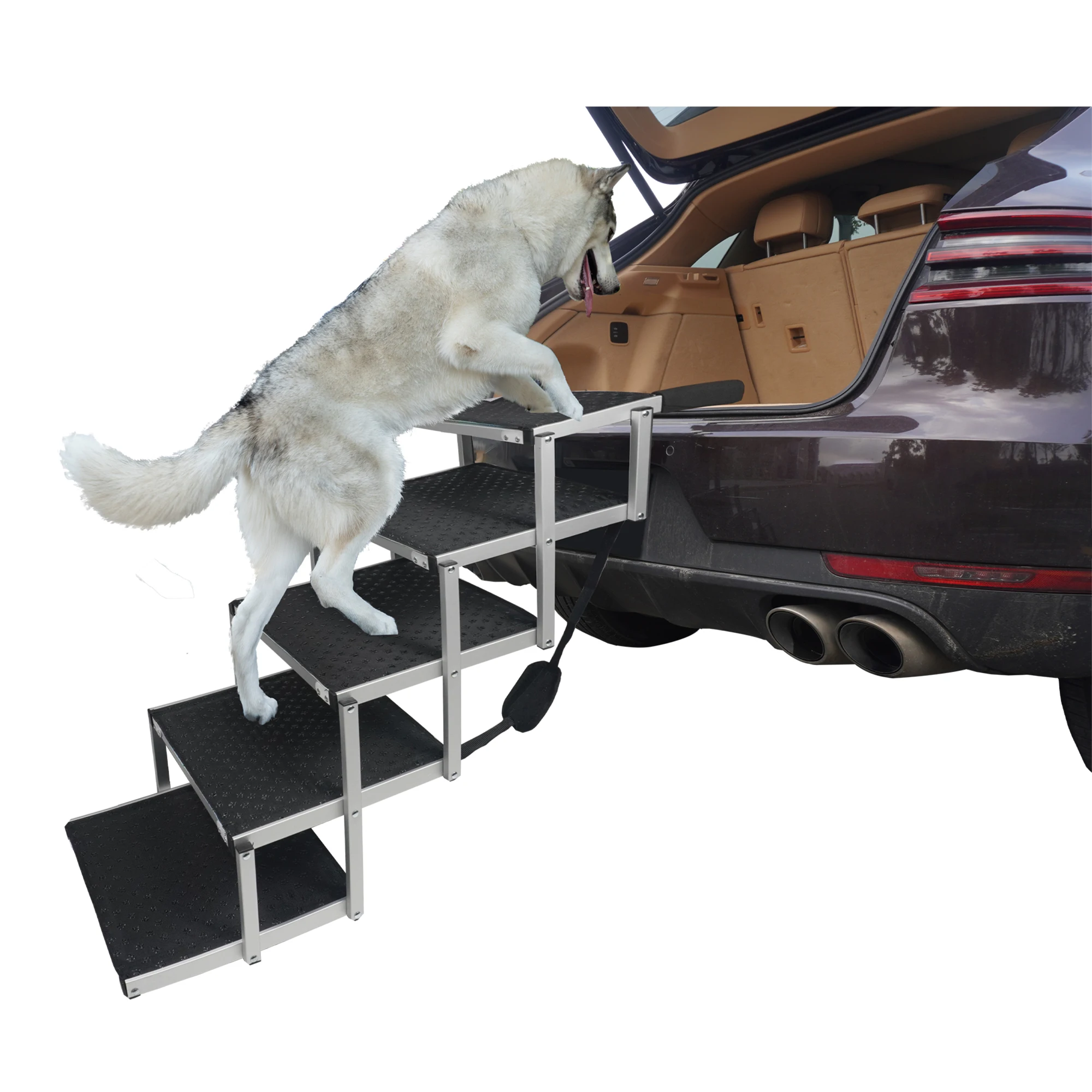 

Foldable portable aluminum dog stairs dog steps folding pet dog ramp for suv car pet loader Accordion Pet Ladder
