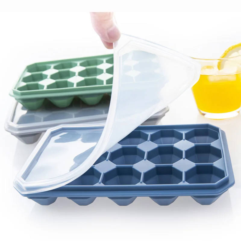 

Easy-Release Clear Amazon Seller 15 Ice Cube Diamond-Shape Silicone Ice Cube Trays With Lid