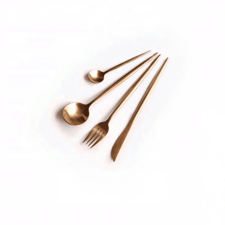 

Luxury Portuguese Tableware Stainless Steel Dinnerware Sets Rose Gold Cutlery Set