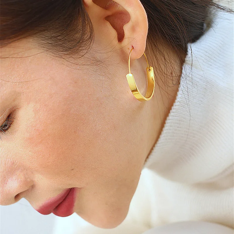 

Temperament Gold Plated Hoop Earrings Earrings For Ladies, As pic shown