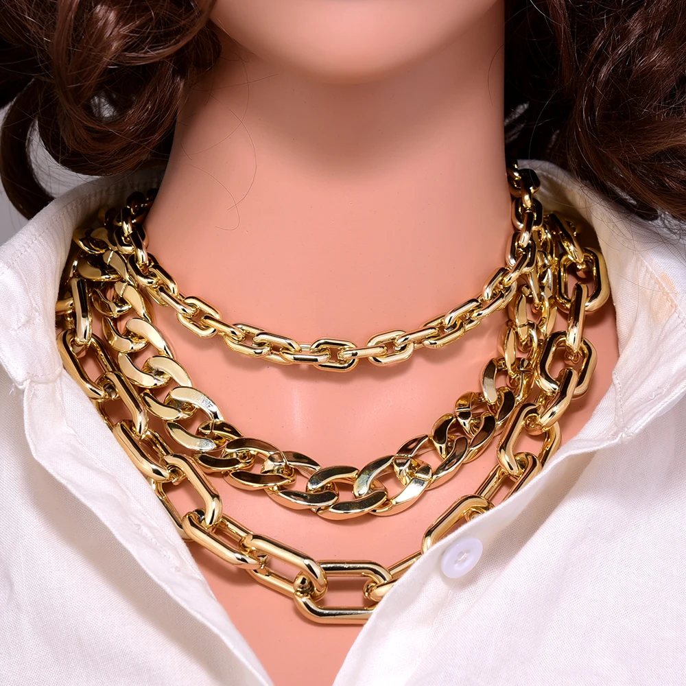 

Fashion Statement Necklace Chunky Gold Acrylic Choker Chains on the Neck for Women Aesthetic New Design Women Accessories