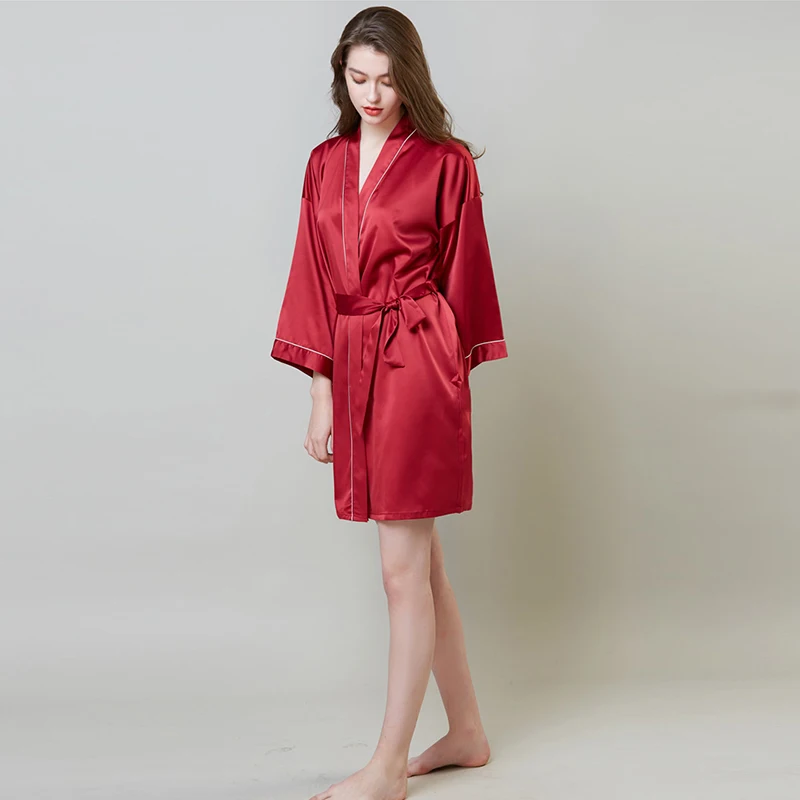 

Novelty Special Use Chiffon Sleepwear Robe Women Nightdress Silk Satin Sexy Lingerie Mini Solid Dress V Neck Nightgown, Red blue black white etc