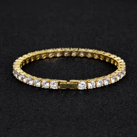 

Wholesale Custom Amazon Fashion Hip Hop Women Men Stainless Steel Gold Plated Iced Out Diamond Charm Tennis Bracelet Jewelry