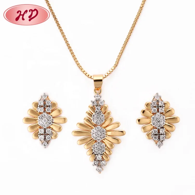 

Fashion Women Wedding Jewelry Cubic Zirconia Flower Necklace Earring Fine Jewelry Jewelry Sets