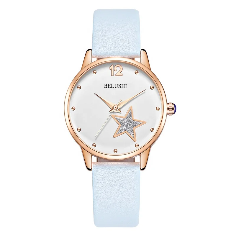 

Top Watch Brands Belushi Elegant Fashion Rose Gold Star Quartz Woman Watch For Girls Stylish Jam Tangan Wanita