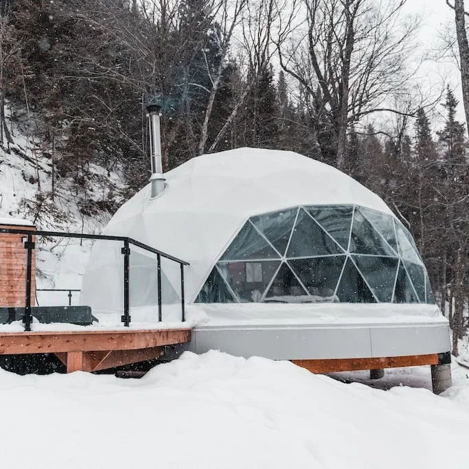 

Winter outdoor dome house waterproof PVC cover geodesic glamping dome tent, White or customized