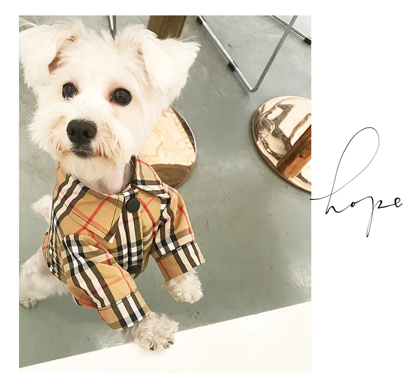 

Fashion Autumn Winter Pet Clothes Dog T-shirt Plaid Shirt Teddy Bichon Schnauzer Pet Clothing, Khaki