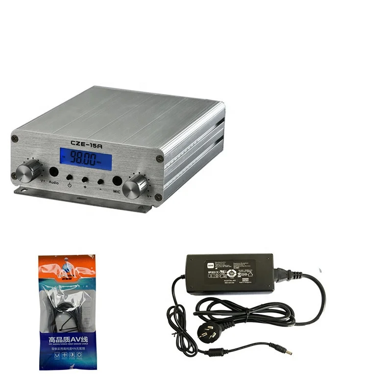 

CZE-15A 15W FM stereo PLL broadcast transmitter FM exciter 88Mhz - 108Mhz + GP 1/4 wave antenna + PowerSource