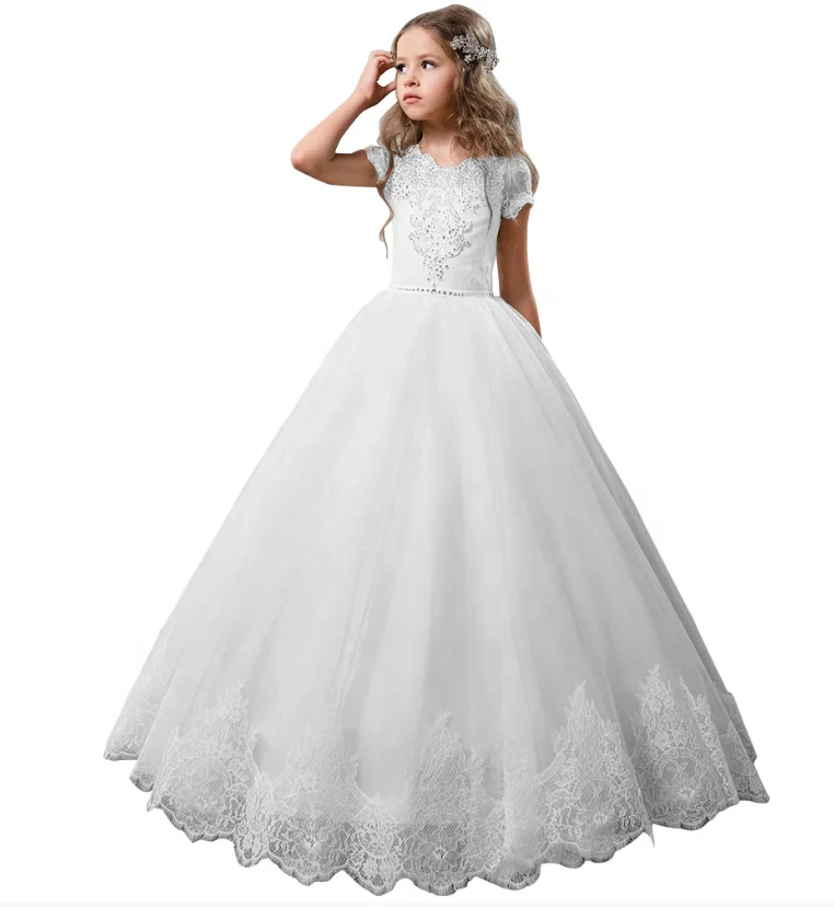 

flower girl wedding dress pure white, Picture color, white