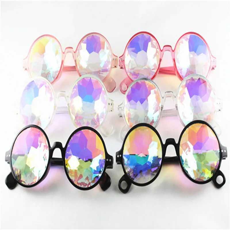 

Kaleidoscope Glasses Rave Festival EDM Sunglasses Diffracted Lens Party Show Glass faceted mosaic glasses, Picture