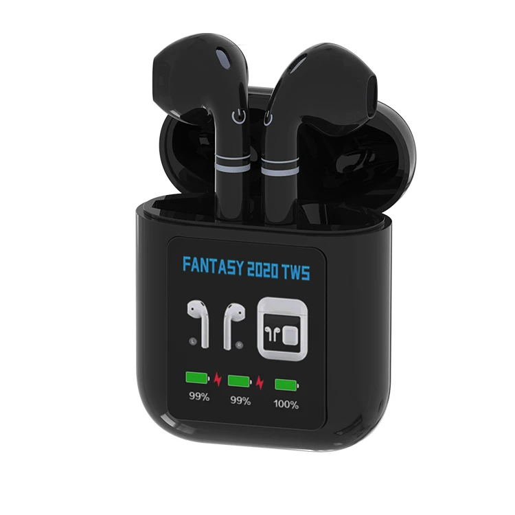 New Arrival Fantasy 2020 Tws Bt 5.0 Earphones Wireless Charging True Stereo Earbuds With Lcd Display