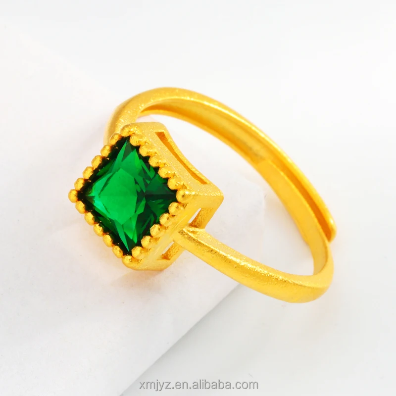 

Stall Source Square Emerald Ring Ins Brass Gold-Plated Fashion Jewelry Electroplating Alloy Gold With Jewelry Ring