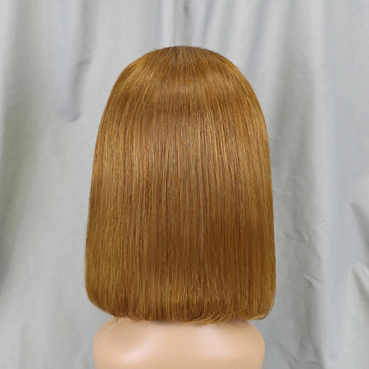 #30 Gray Color Straight Bob Wig Human Hair 200% Density 13x4 Lace Full Frontal Bob for Black Women