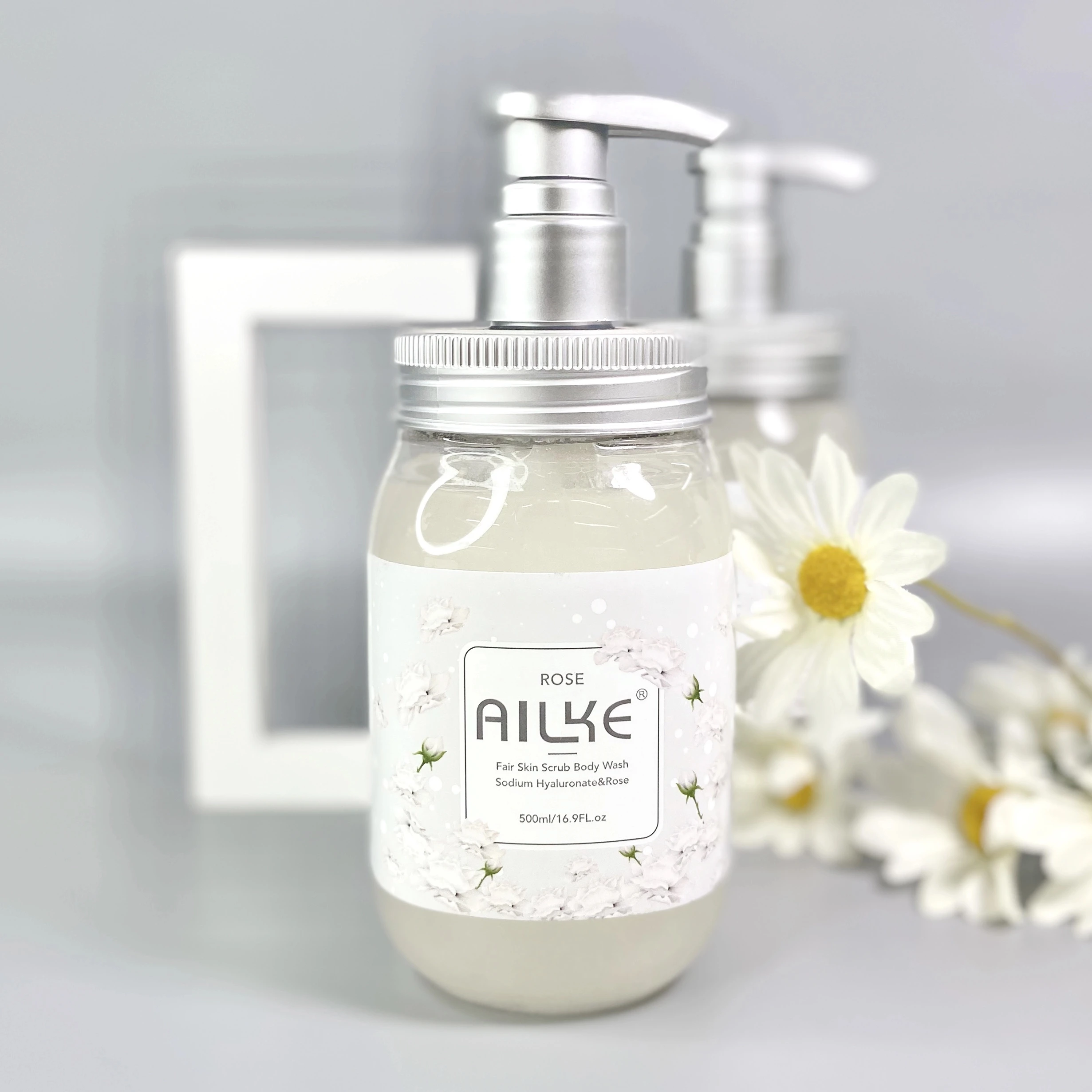 

AILKE Private Label Cleaning Whitening Rose Body Wash Perfume