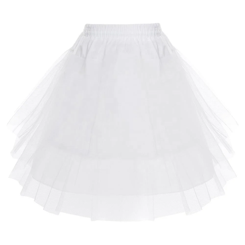 

Kids 3 Layers Petticoat White Underskirt Netting Crinoline Slip Underskirts For Flower Girls Wedding Dress