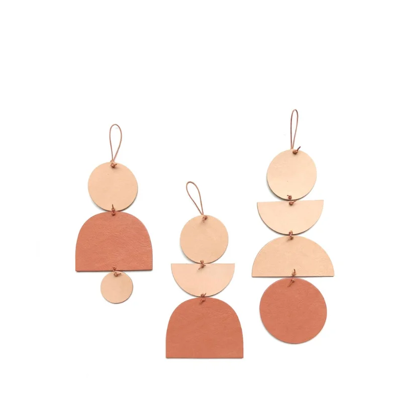 

Custom Small Geometric Wall Hanging Set Nordic Leather Wall Decor Accessories for Home, Multi colors