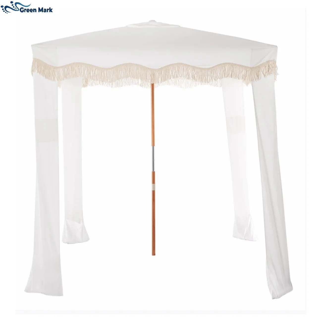 

New Luxury 2.2m Beach Cabana Beach Shade Tent Portable Canopy Family Party Tents With Tassels White Yellow Gray, White/ black/yellow/custom