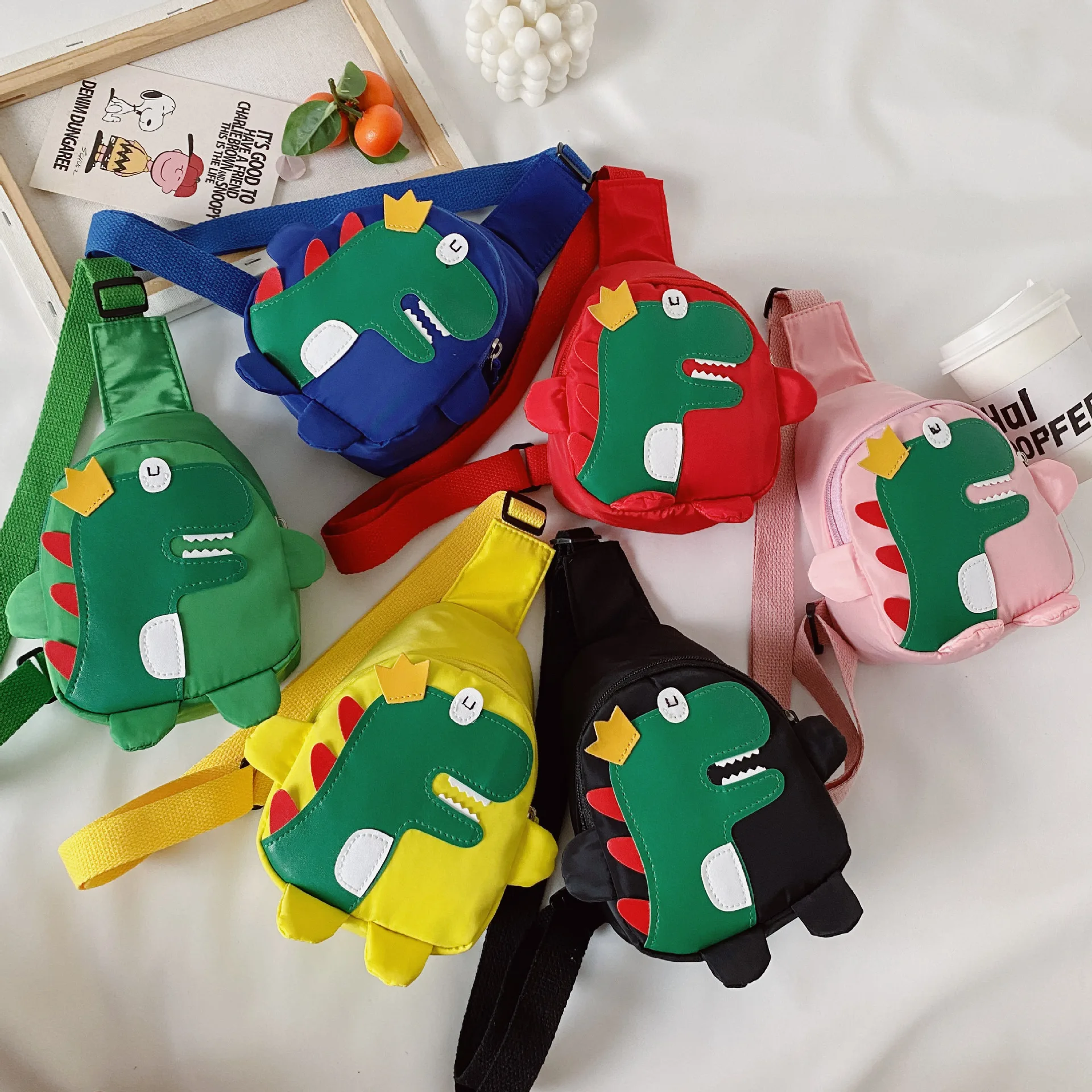 

Wholesale New Fashion Children purses and handbags Kids Cute Dinosaur Chest Bag Small school shoulder crossbody bag Backpack, 12 color
