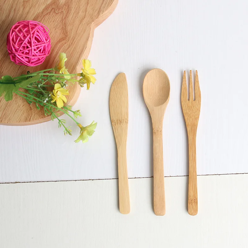 

Organic Travel Fork Knife Spoon Disposable Cutlery Set Reusable Bamboo Cutlery Travel Set