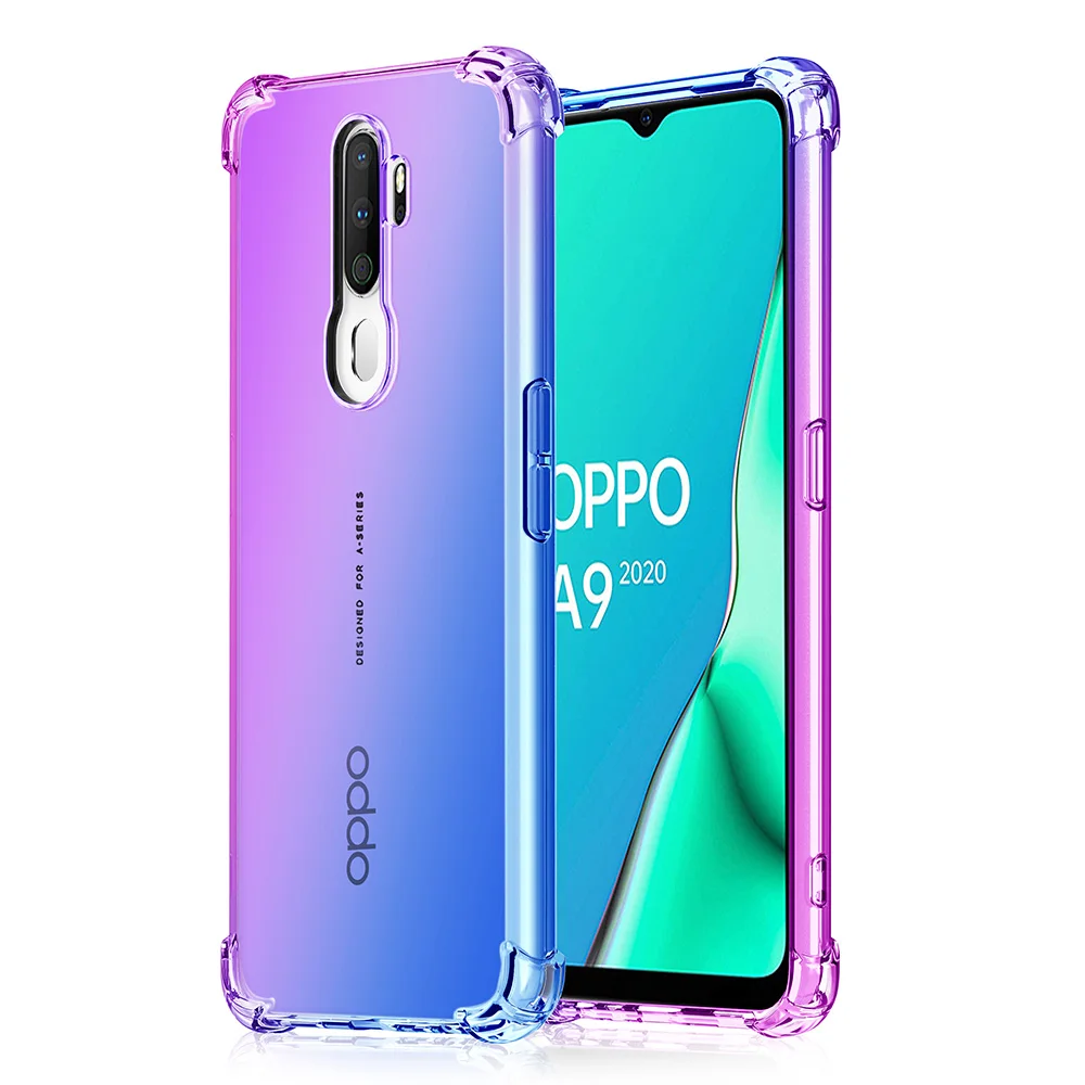 

Hot sale Gradient case for For Oppo A5 2020 mobile phone TPU case for Oppo Find X2 pro Reno 2 A5S soft cover F11 Pro, Change color