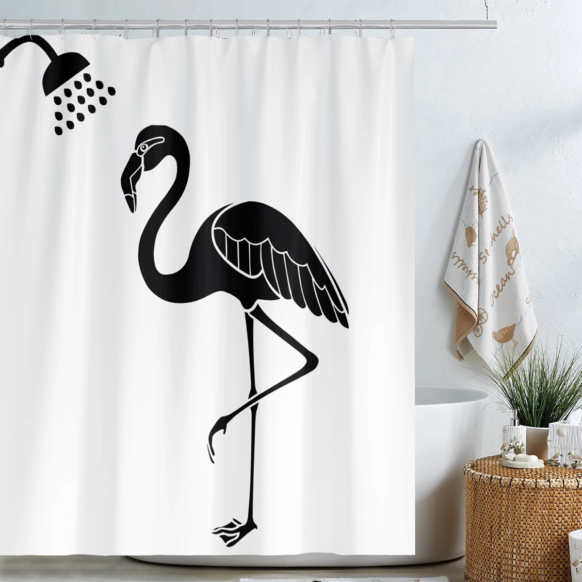 

custom make polyester flamingo waterproof shower curtain bathroom 180cm x 180cm, As picture show