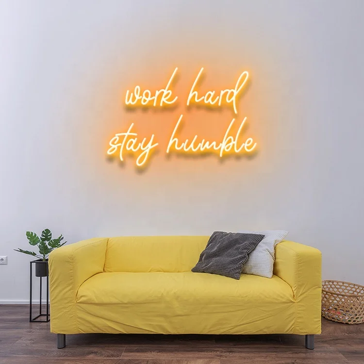 

Koncept New Arrival Free Drop Shipping 60CM LED Neon Light Letter Electronic Signs Custom Work hard stay humble Neon Sign