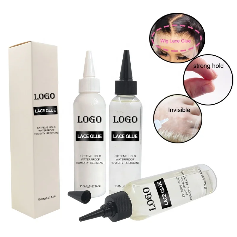 

Private label waterproof extreme ultra strong hold big bottle 150ml clear lace glue wig adhesive pen bulk lace glue