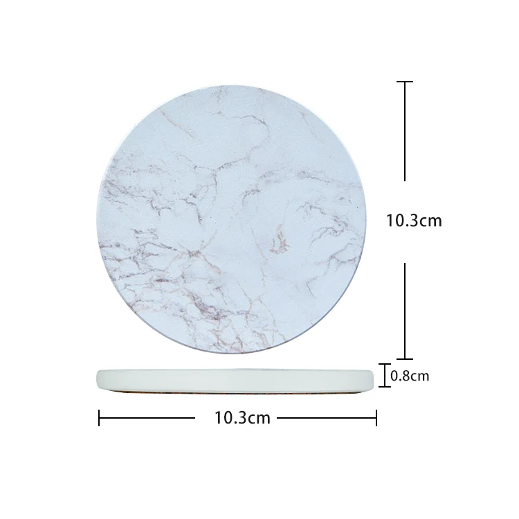 

Wholesale Set Of 6 Sublimation White Marble Pattern Blanks Tea Coaster With Holder Set