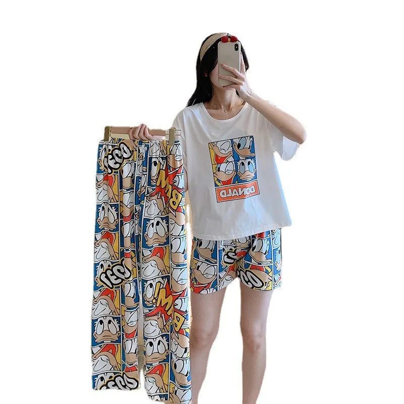 

Korean Sleepwear Short Sleeve Pants Daster Wanita Grosir Piyama China Pijamas Verano Mujer Pyjama Wholesalers 3 Piece Pajama Set