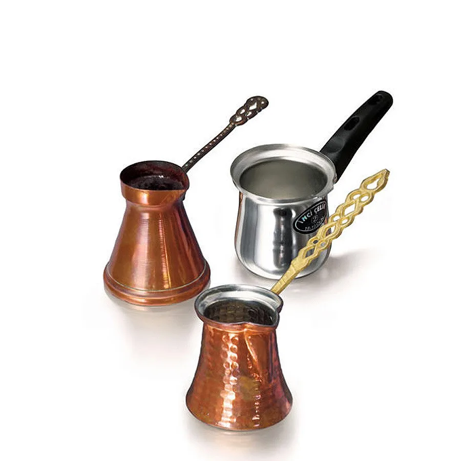 

Turkish plated copper aluminum hammered point coffee pot coffee milk utensil French Press pot
