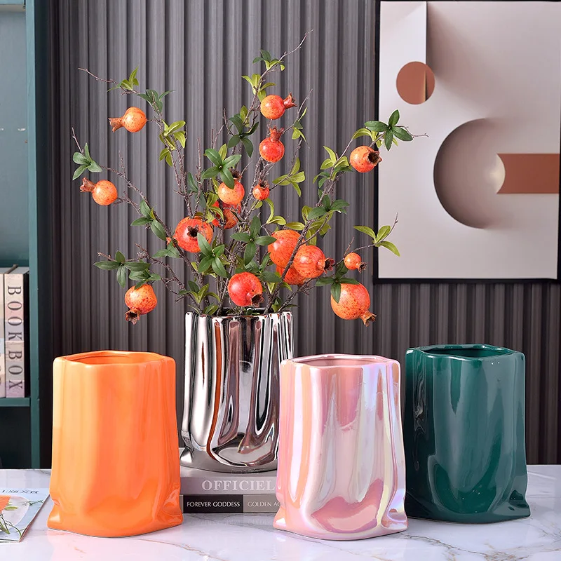 

Home Decor Ins Style Modern Luxury Table Colorful Modern Flower Decoration Vase Tabletop Ceramic Vase