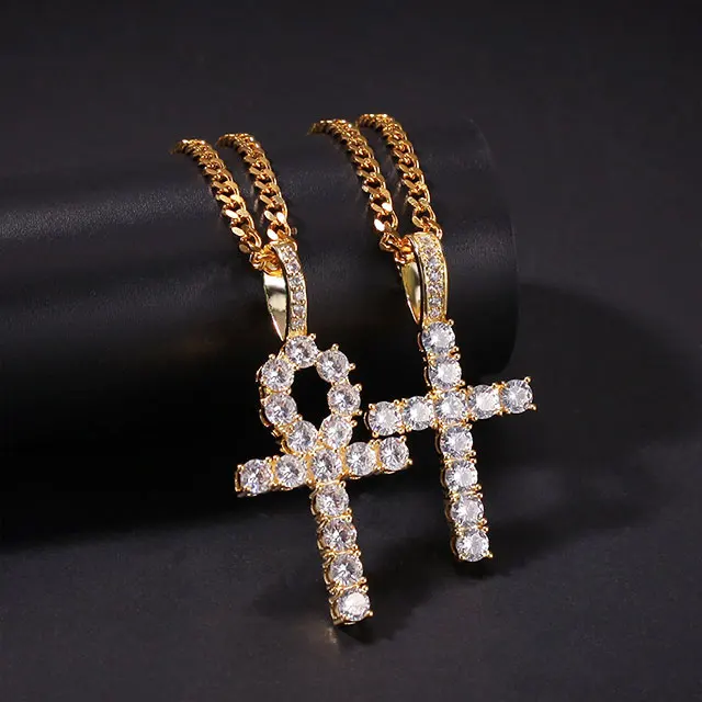 

ADELANTE New Cheap Zircon Copper Cross Zircon Anch Pendant Men's Jewelry Necklace