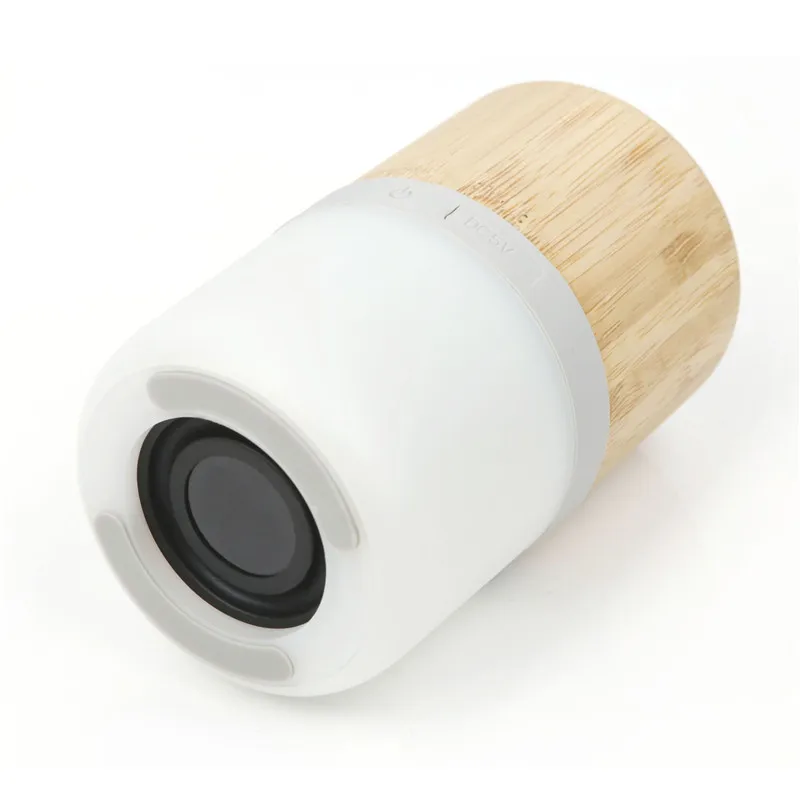 

2021 promotion gift Oem logo Bamboo Wood colorful led light bluetooth speaker for home party