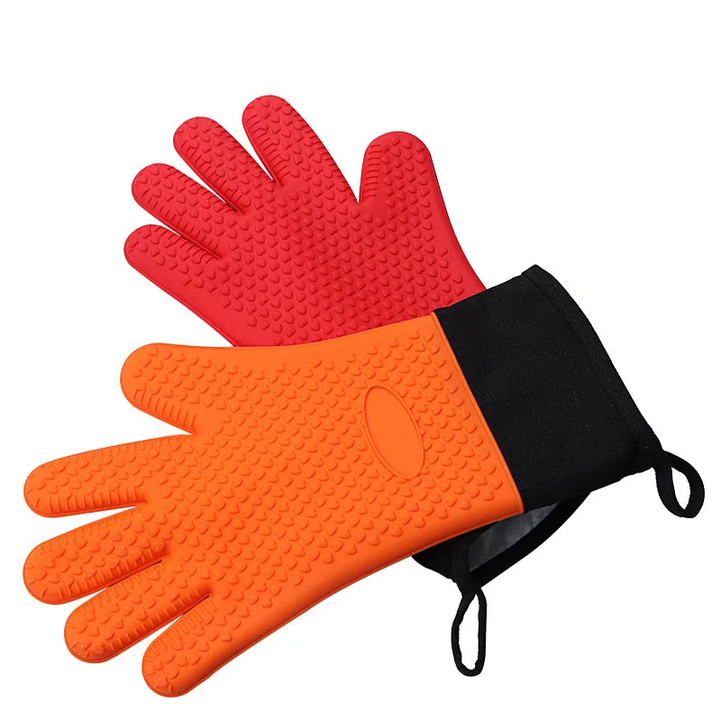 

Flexible insulation kitchen oven microwave temperature resistant five fingers silicone baking gloves