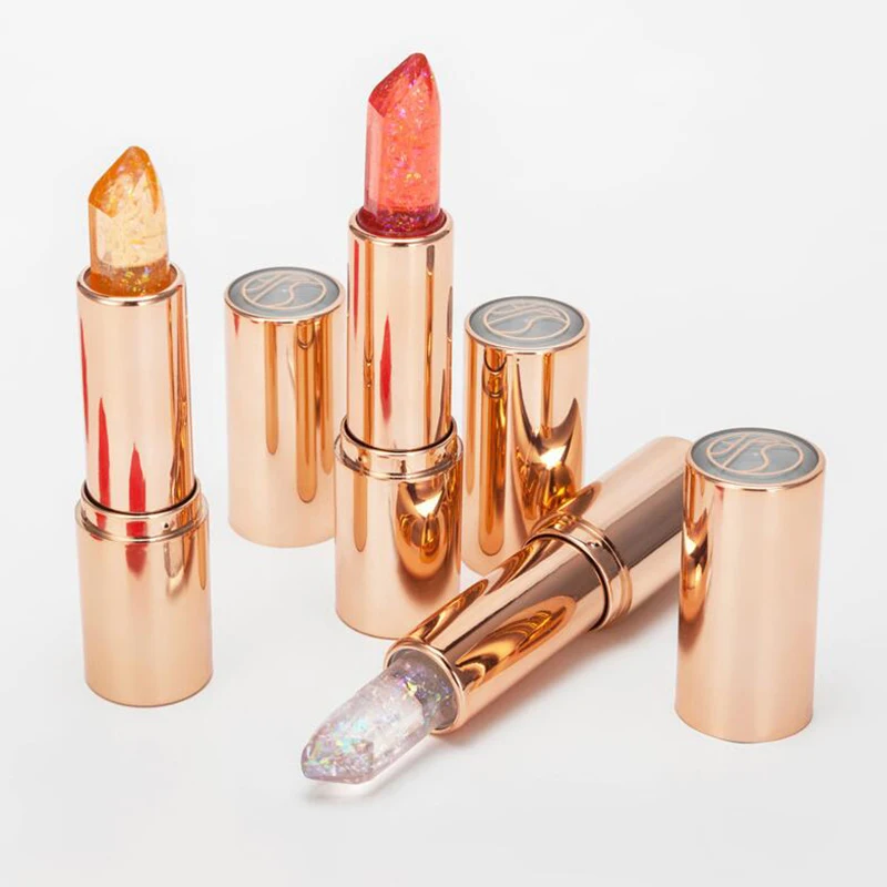 

OEM Luminous lipstick jelly temperature change flowers moisturizing lipstick waterproof non-stick cup