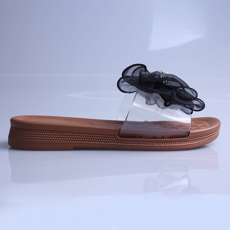 

Shoes Factory fashionable PVC Transparent Bow Ladies Slippers house slipper