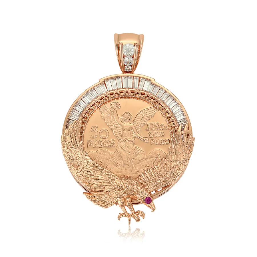 

35283 Xuping jewelry fashion Simple Rose gold color pendant designsdiamond pendant 50 Peso Mexican Coin Pendant