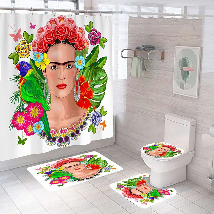 

Custom Made Printing European Waterproof Mexican Painter Woman Shower Curtains