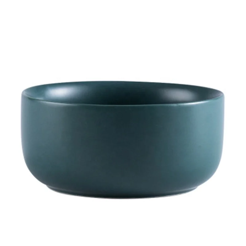 

Ceramic Round Large Flat Bottom Bowl, White/green/blue/pink/black
