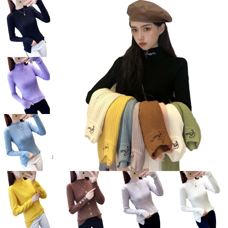 

Wool women's sweater Autumn winter warm turtleneck casual loose oversized women's sweater knit pullover pull women