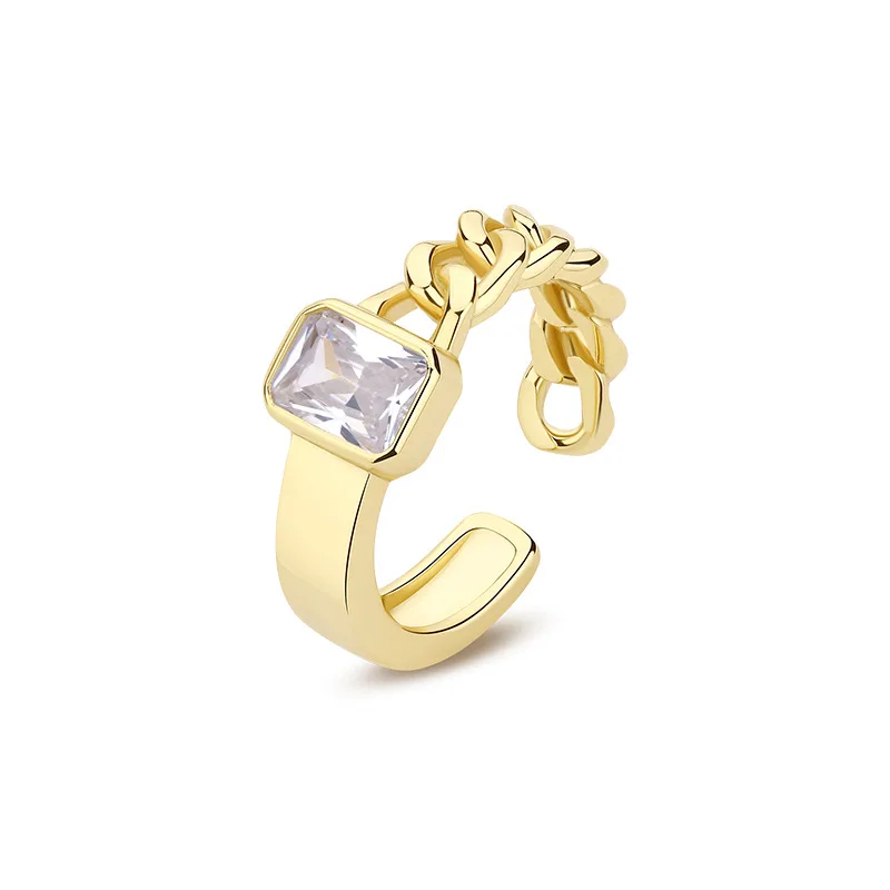 

2022 New Light Luxury Women Fine Jewelry Designer 18k Gold Plated S925 Sterling Silver Zirconia Open Rings