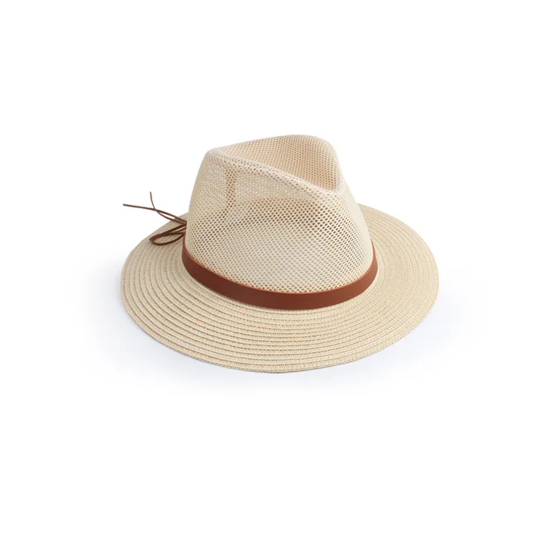

Spring And Summer Men's Breathable Adumbral Flat Brim Mesh Cowboy Hat Sun-proof Wide Brim Sun Hat, Light khaki, light coffee, gray, brown