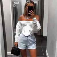 

2019 puff sleeve off shoulder tops for women latest fashion blouse wholesale