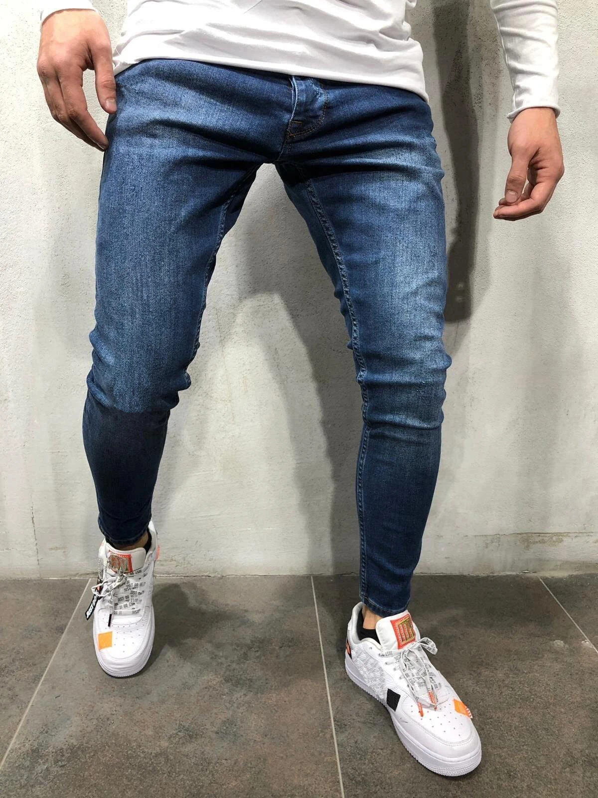 New Spring And Autumn Mens Solid Color Denim Jeans High Quality Skinny ...