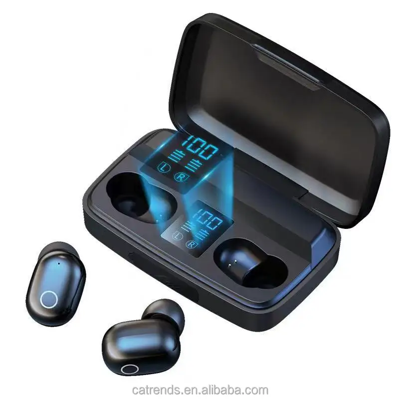 

Hands free led display tws a10s sports stereo wireless earphones earbud with 1800mah power bank For jbl