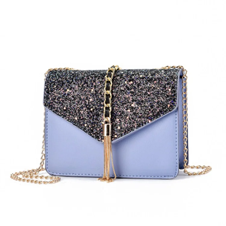 

New arrivals personalize match chain starry sky shinny sequin bags women handbags, As per picture