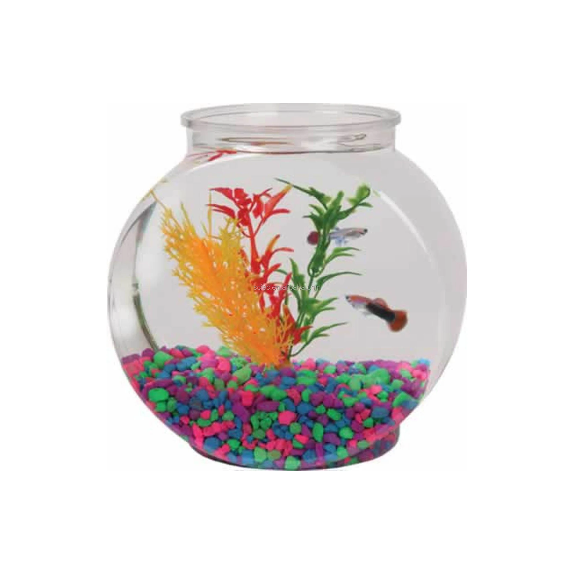 Home Decoration 0.5/1/2/3 Gallon Drum Shaped Shatterproof Glass Fish Bowl F...