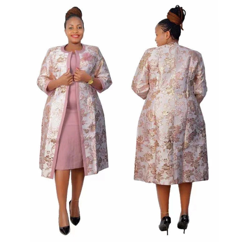 

Stock plus size elegant ladies two pieces dress suits for women